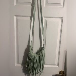 Crossbody fringed mint green purse
